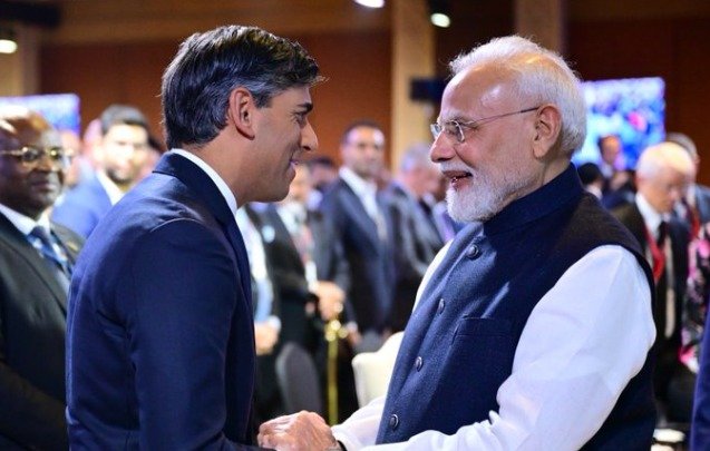 Rishi Sunak Meets PM Modi at Bloomberg New Economy Forum